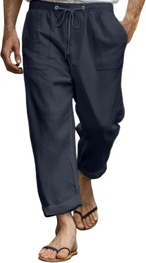 2025 Men's Summer Beach Pants Solid Color Comfortable Breathable Casual Daily Vacation Pants