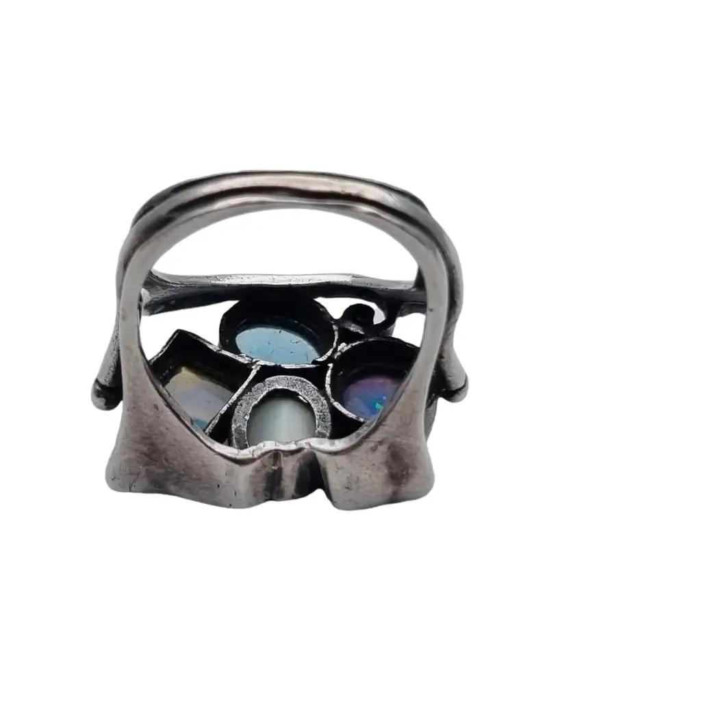 925 silver ring with blue stones of original design, large size.