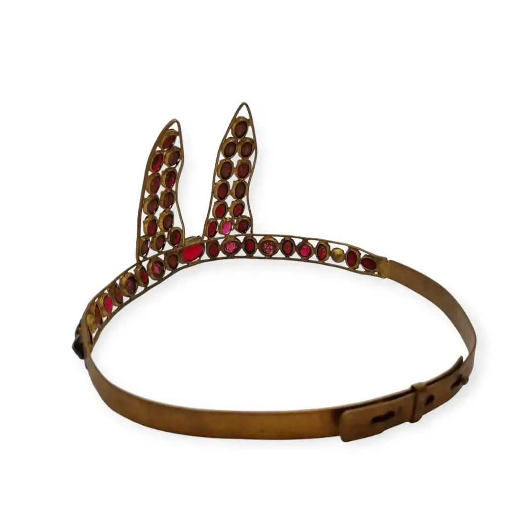 Antique Red "Vamp" Crown, Dramatic Femme Fatale Hair Accessory, 1910-20.