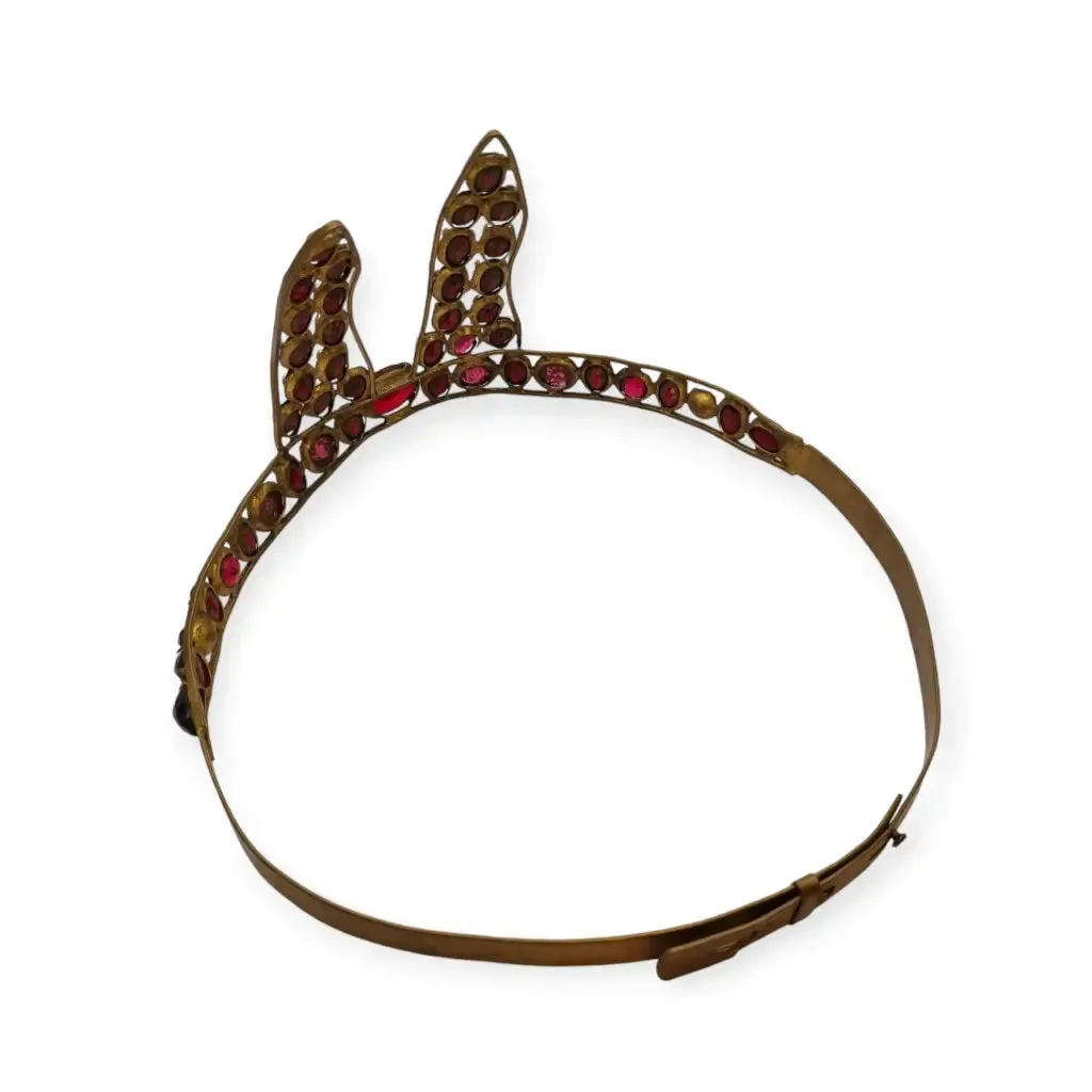 Antique Red "Vamp" Crown, Dramatic Femme Fatale Hair Accessory, 1910-20.