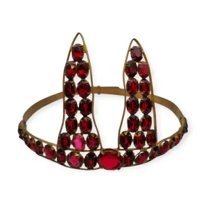 Antique Red "Vamp" Crown, Dramatic Femme Fatale Hair Accessory, 1910-20.