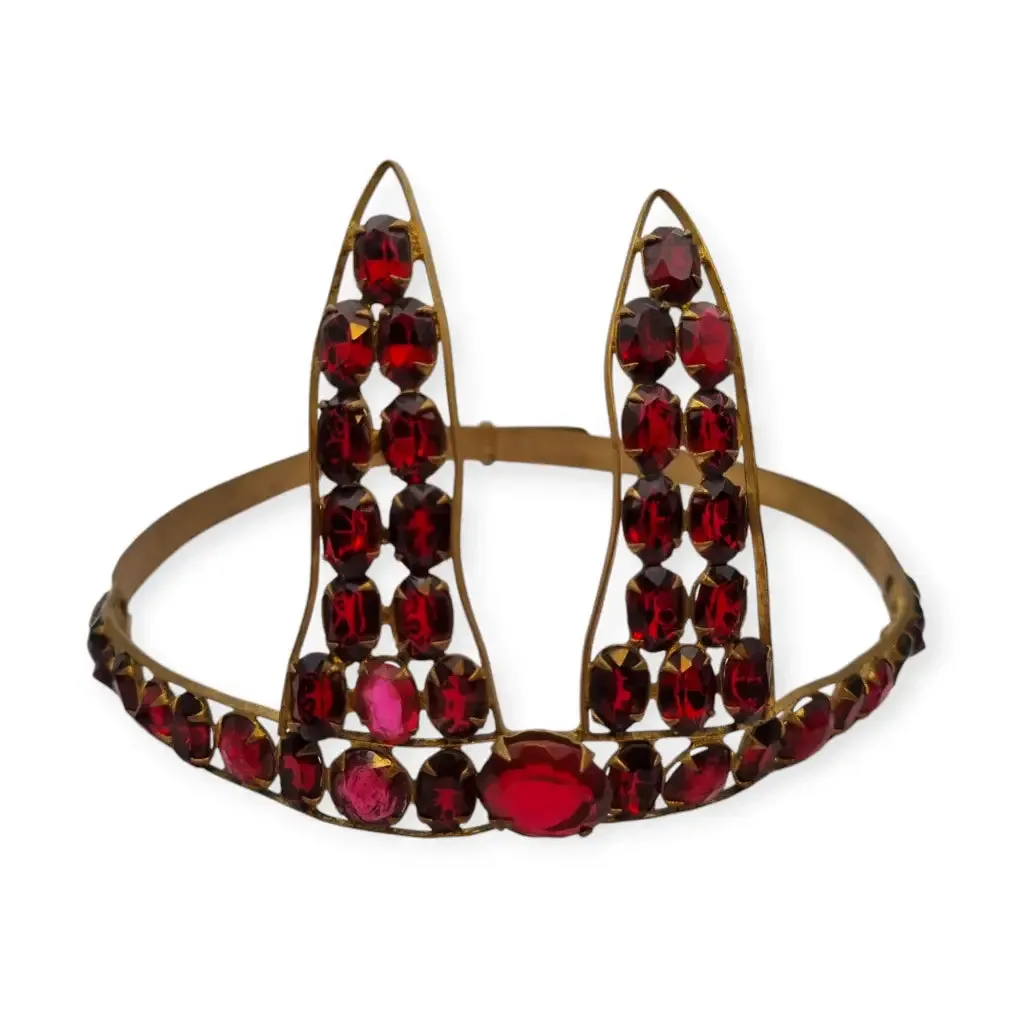 Antique Red "Vamp" Crown, Dramatic Femme Fatale Hair Accessory, 1910-20.