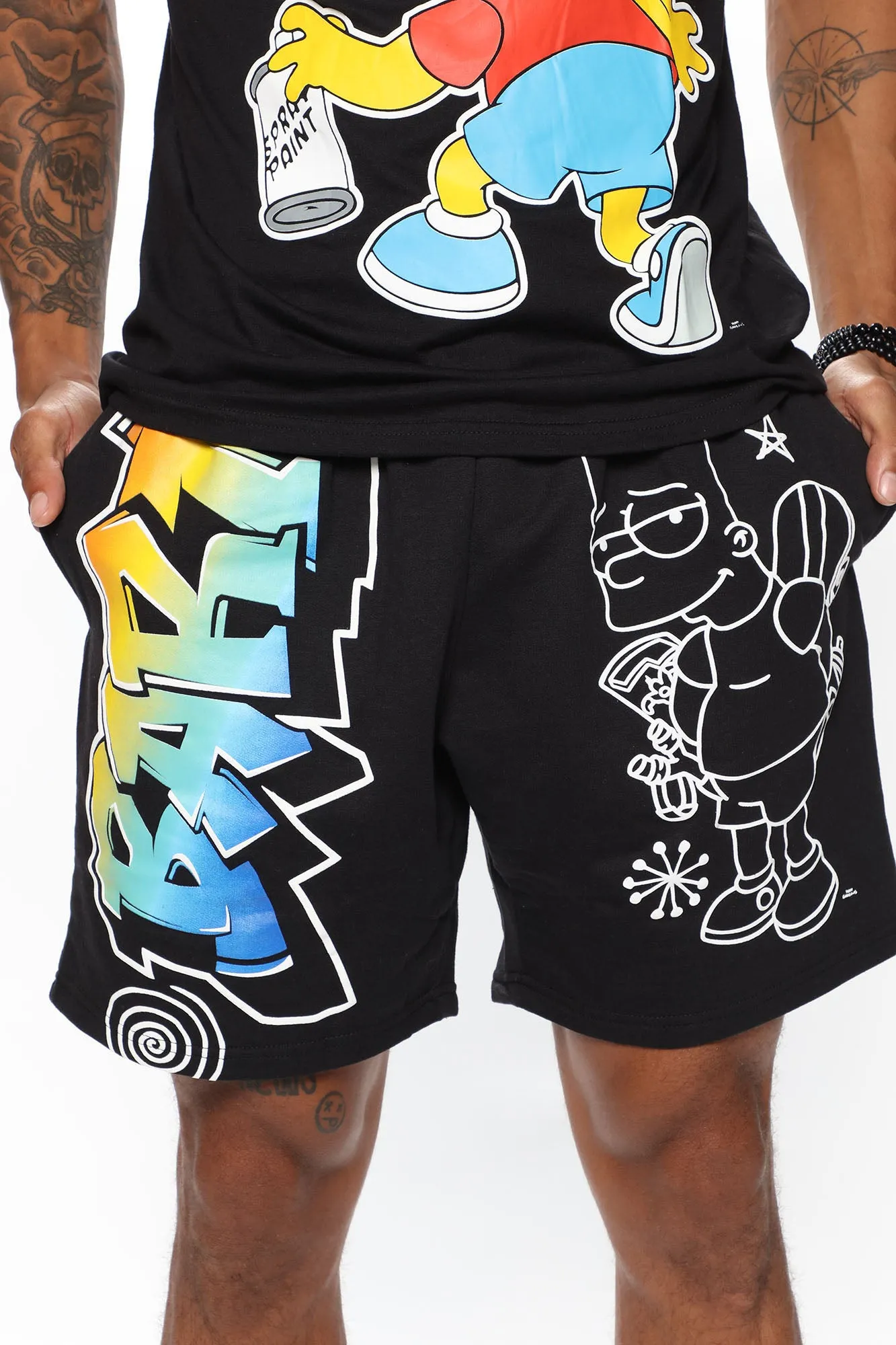 Bart Simpson Graffiti Shorts - Black