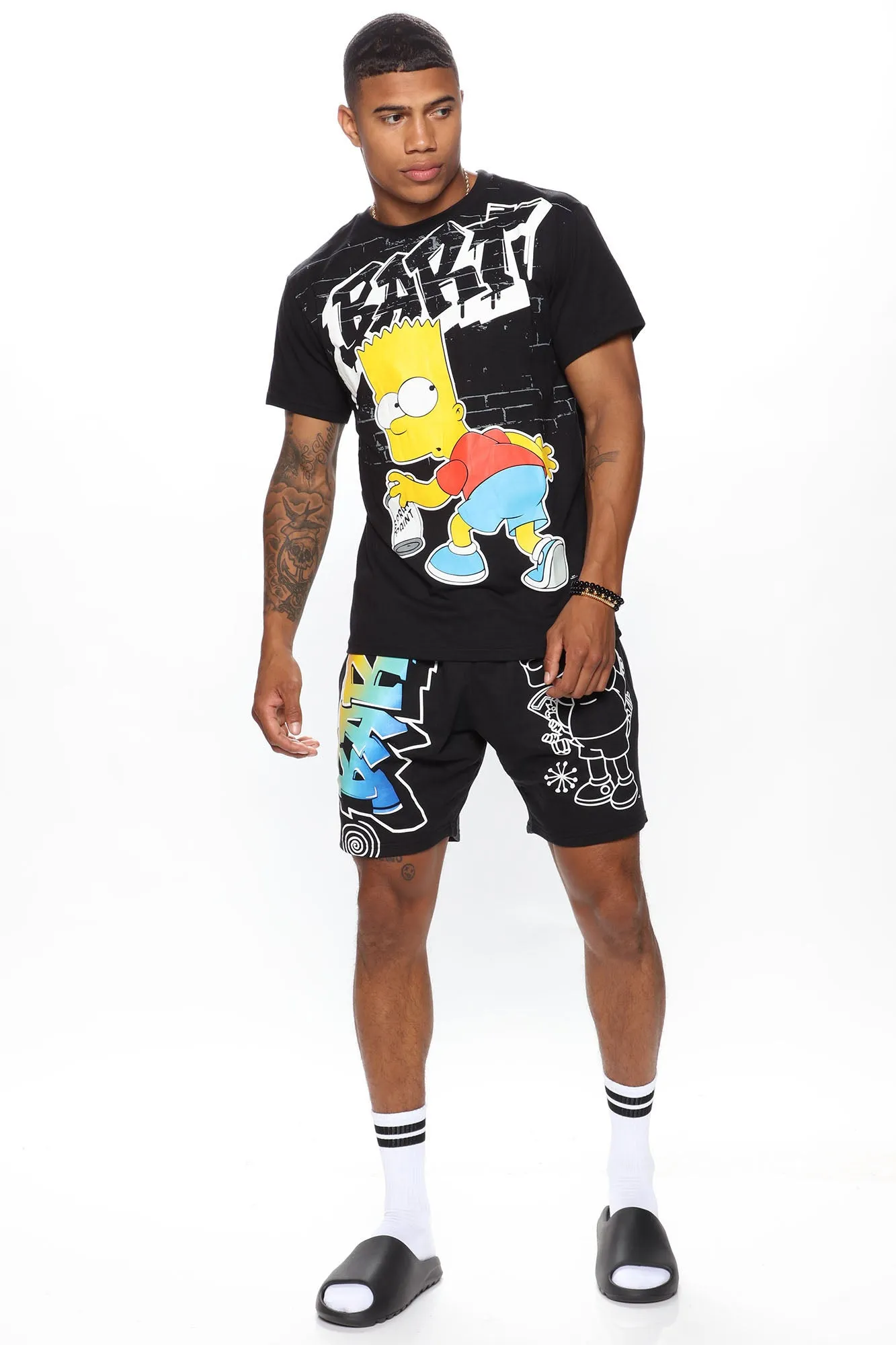 Bart Simpson Graffiti Shorts - Black