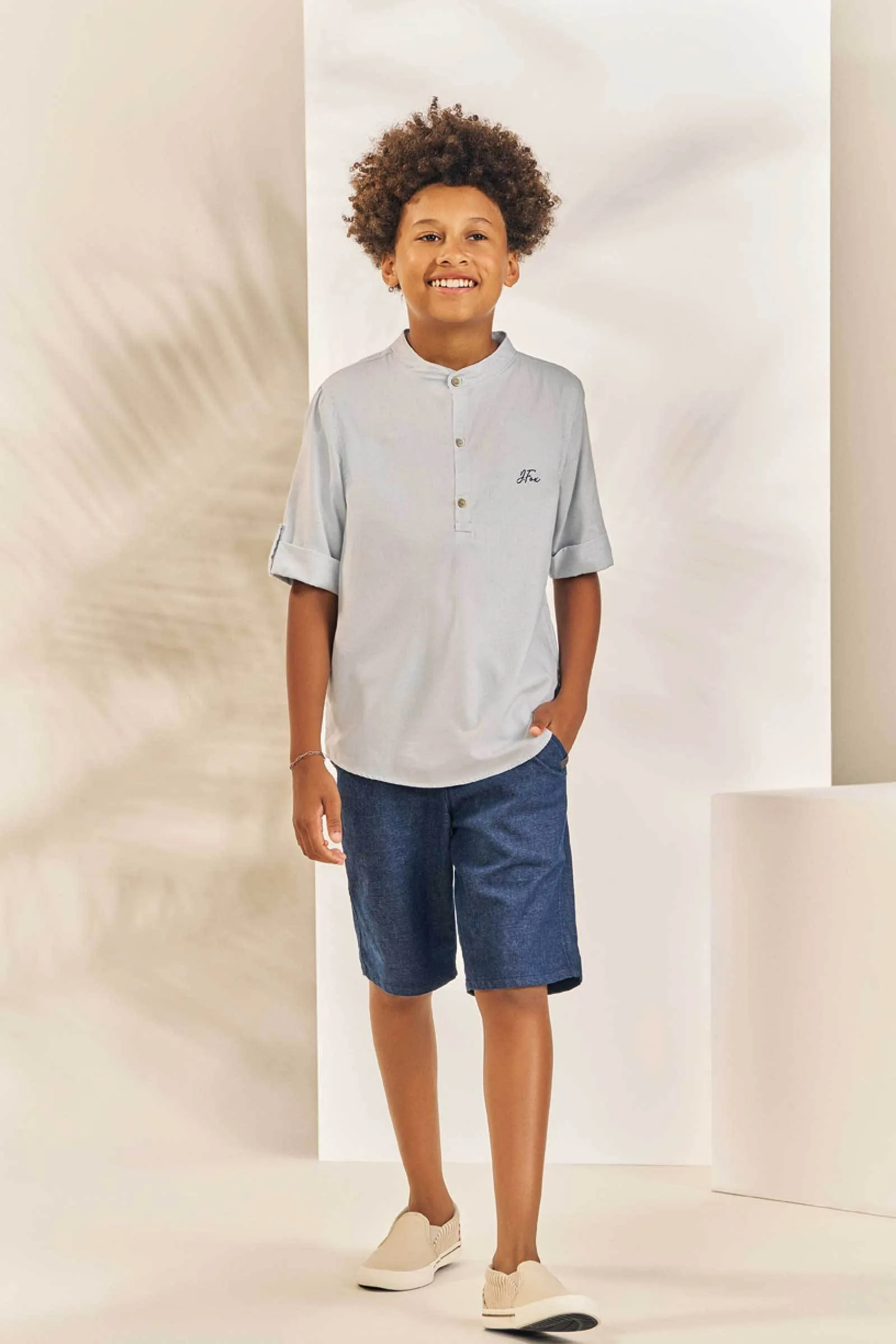 Bermuda em Sarja Melange com Elastano Super Power 75577 Johnny Fox