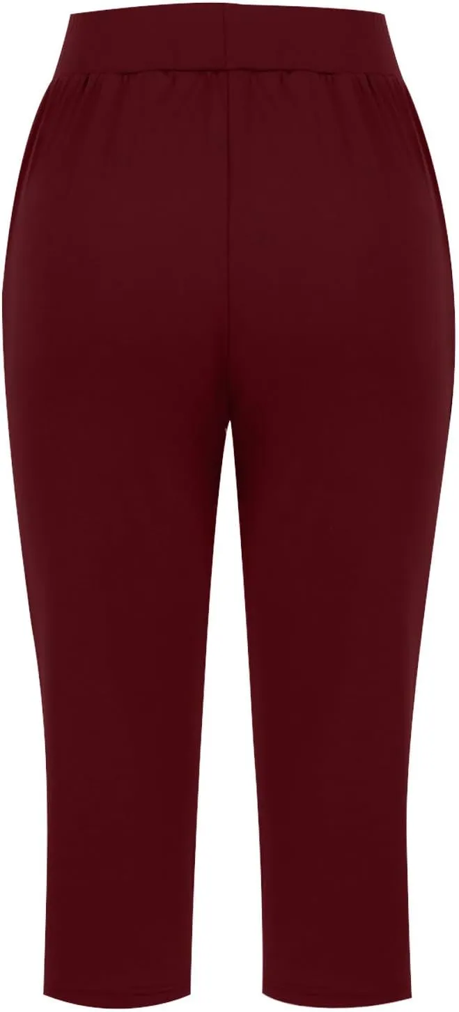 Capri Pants for Women 2024 Casual Capris Leggings Summer Loose High Waist Wide Leg Yoga Pant with Pocket Lounge Wear