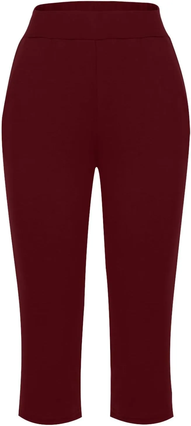 Capri Pants for Women 2024 Casual Capris Leggings Summer Loose High Waist Wide Leg Yoga Pant with Pocket Lounge Wear