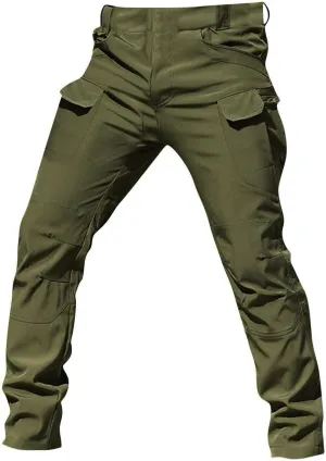 Cargo Pants for Men Multi Pocket Athletic Trousers Military Fan Elastic Waistband Casual Overalls Hiking Pants
