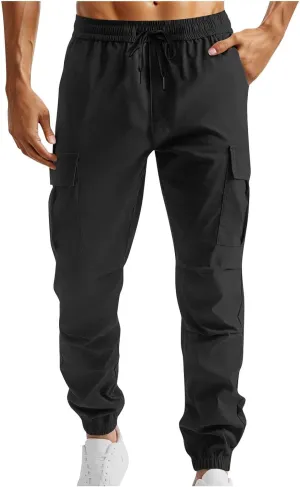Casual Jogger Pants for Men Breathable Relaxed Fit Chino Outdoor Cargo Pants Athletic Loose Fit Twill Jogging Sweatpants