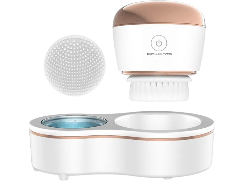 Cepillo facial - Rowenta LV4020, LED azules, Autonomía 90 min, Estación de almacenamiento, Blanco