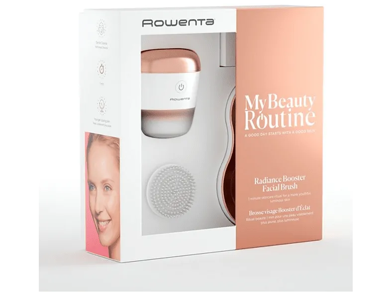 Cepillo facial - Rowenta LV4020, LED azules, Autonomía 90 min, Estación de almacenamiento, Blanco