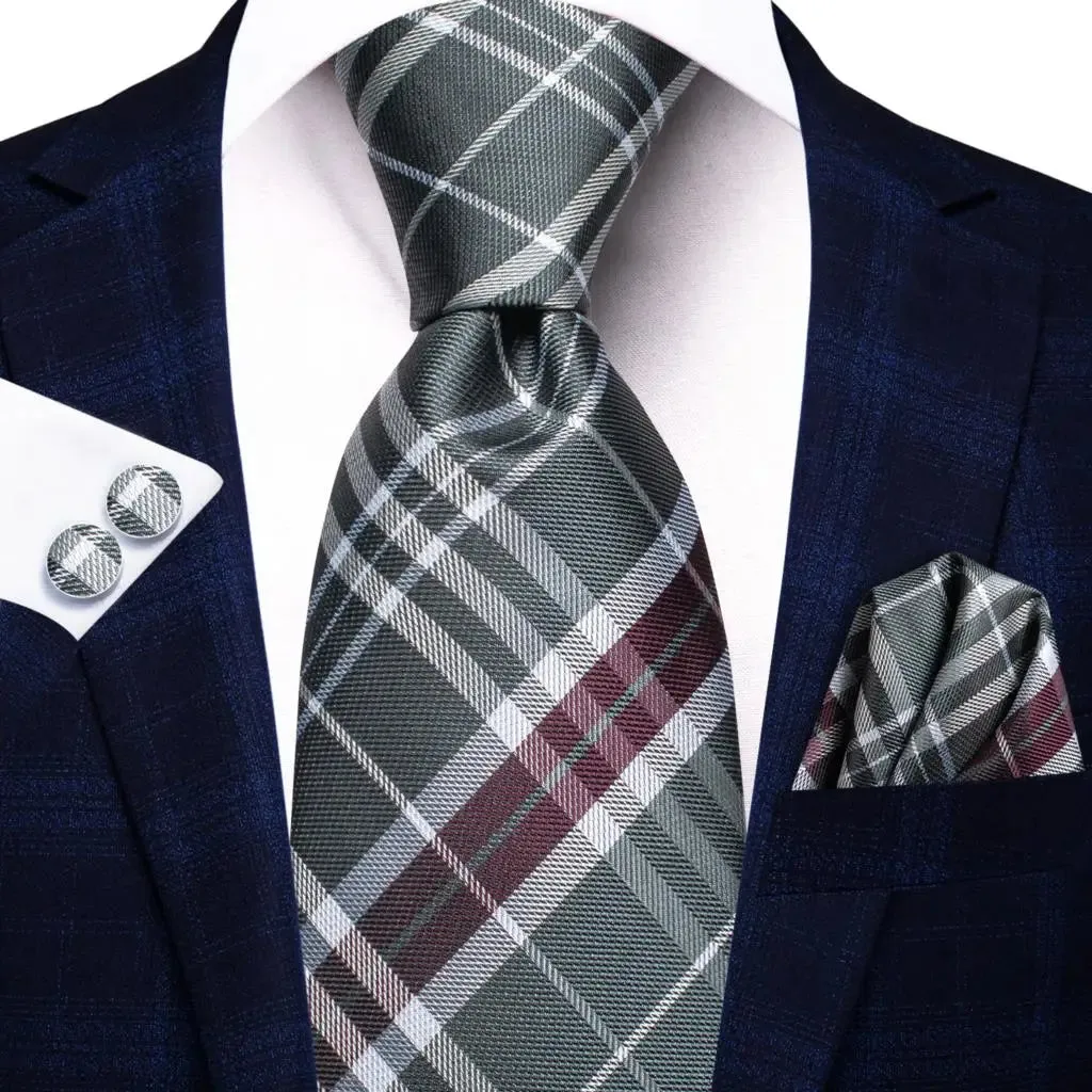 Conjunto de Gravata de Seda com Lenço e Abotoaduras Hi-Tie