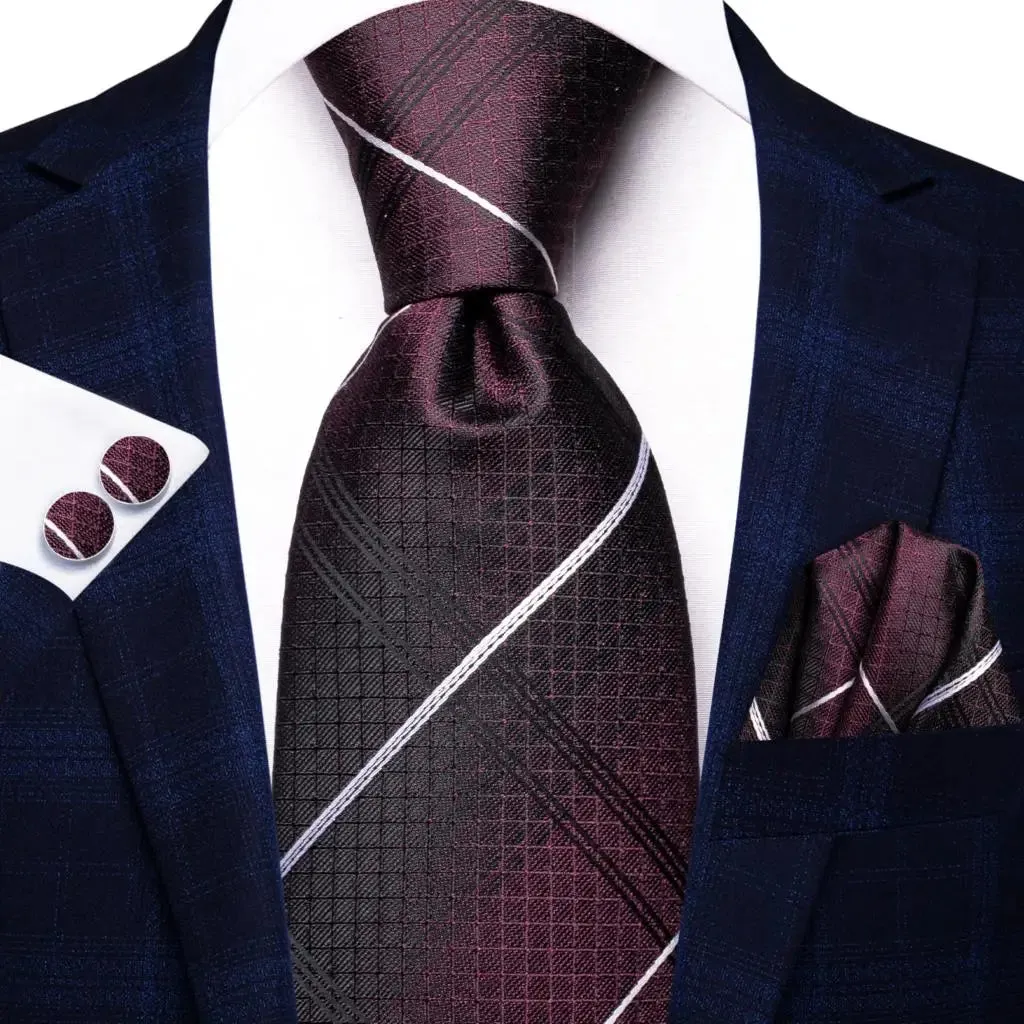 Conjunto de Gravata de Seda com Lenço e Abotoaduras Hi-Tie