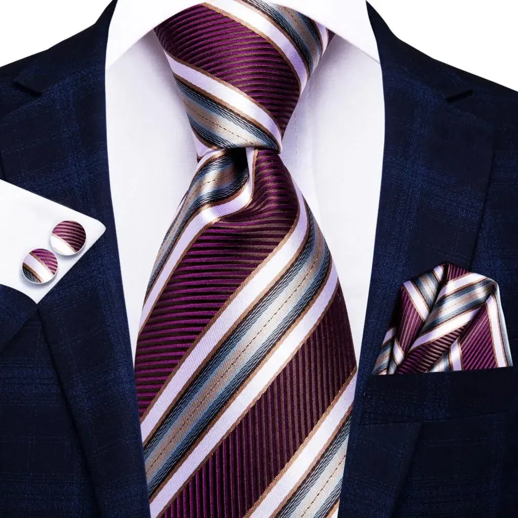 Conjunto de Gravata de Seda com Lenço e Abotoaduras Hi-Tie