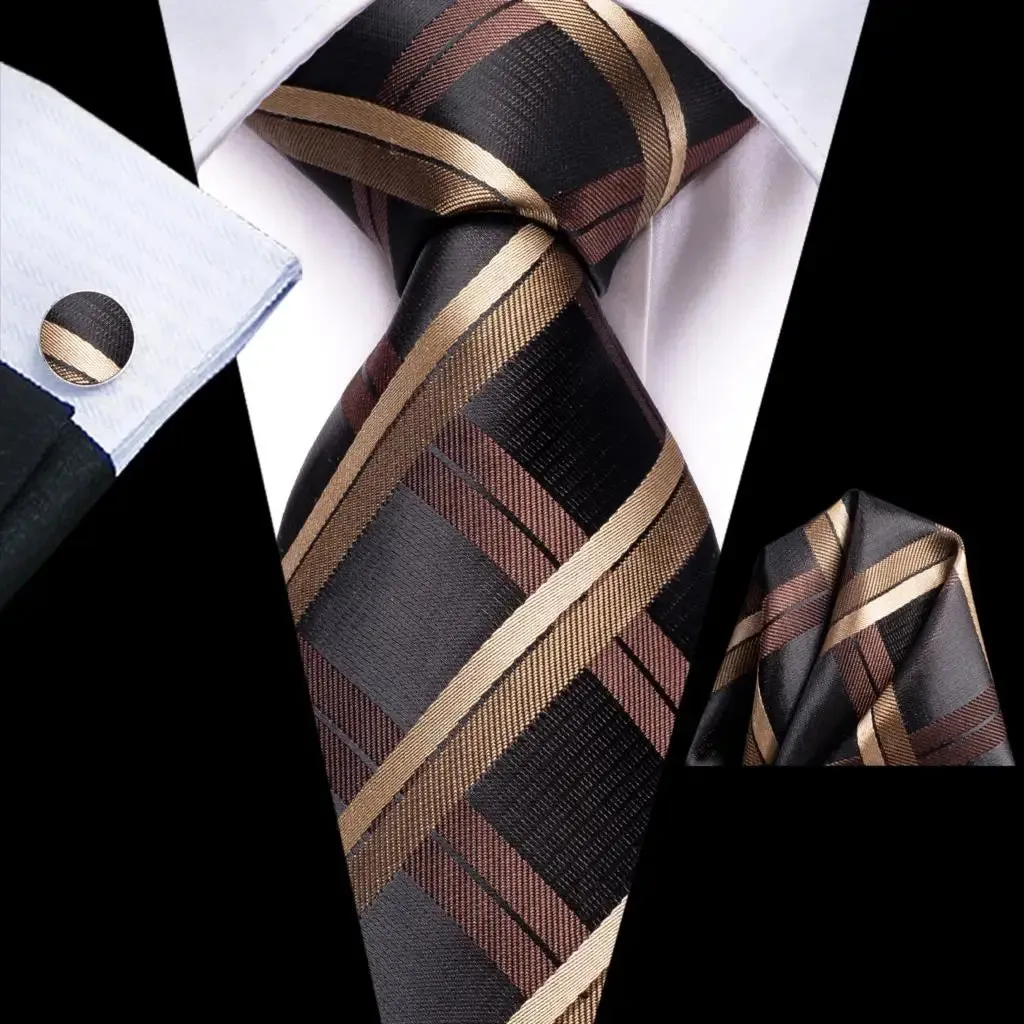 Conjunto de Gravata de Seda com Lenço e Abotoaduras Hi-Tie