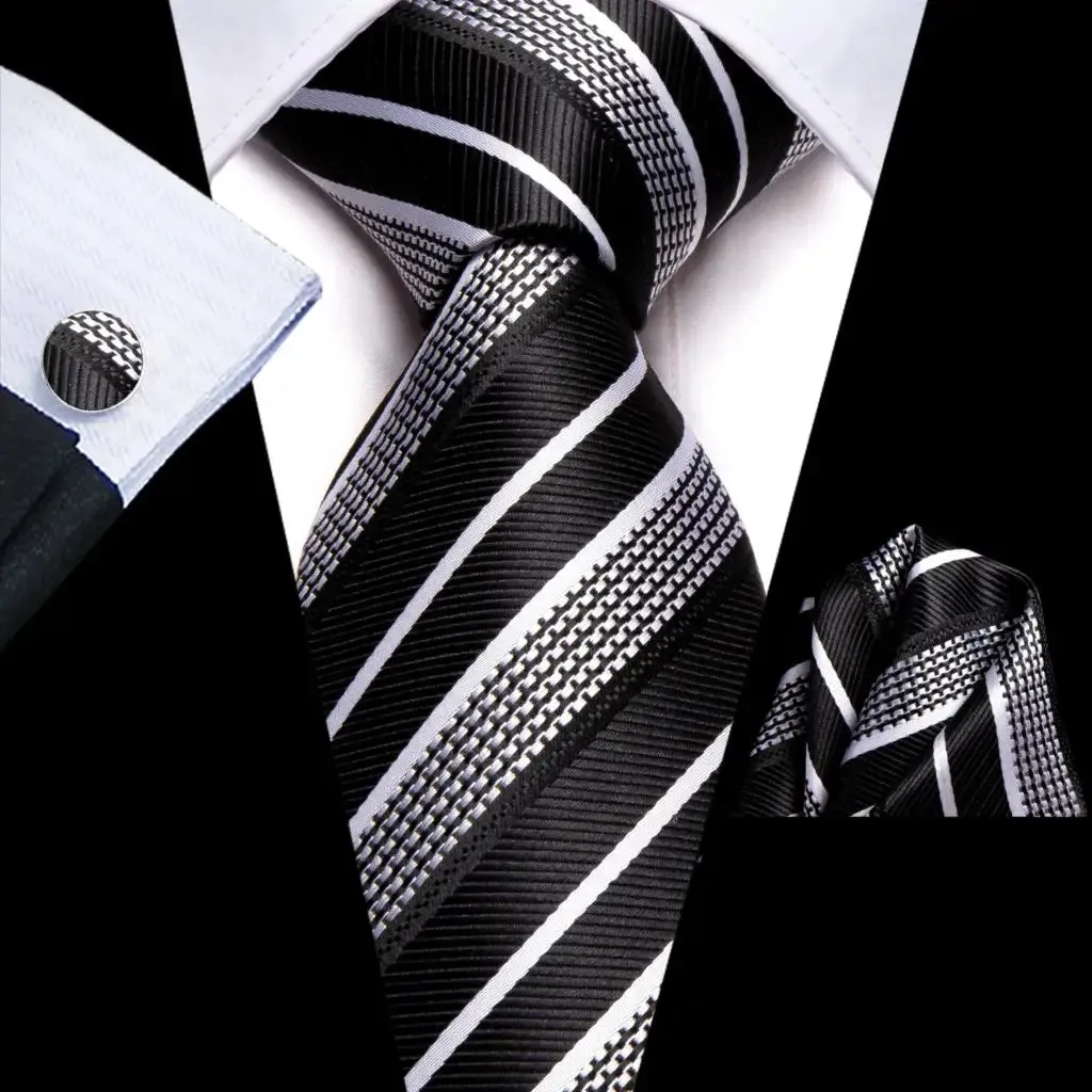Conjunto de Gravata de Seda com Lenço e Abotoaduras Hi-Tie