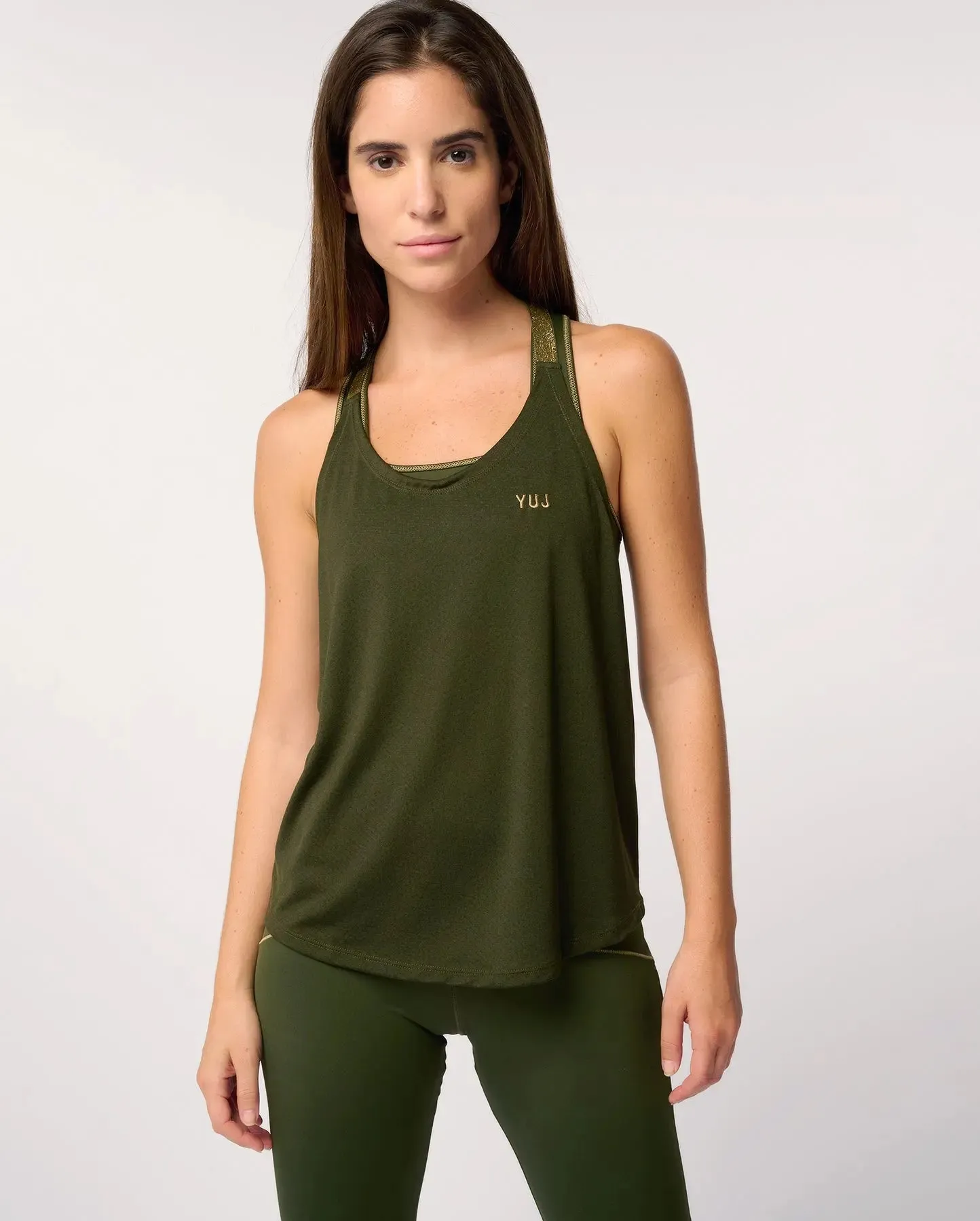 Débardeur de yoga kaki et gold LEOTEE
