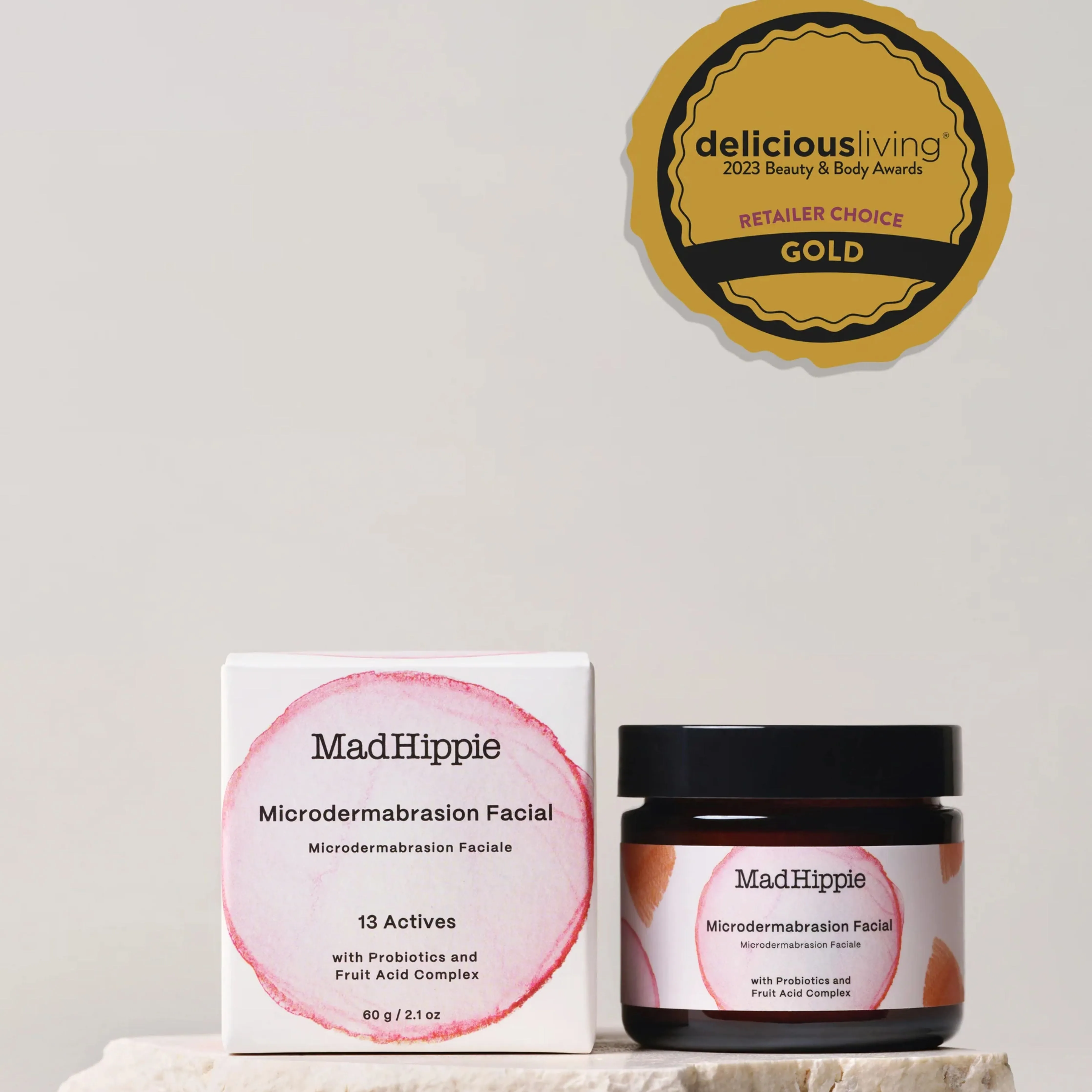 Exfoliante facial iluminador con ácidos frutales, probióticos y ácido hialurónico