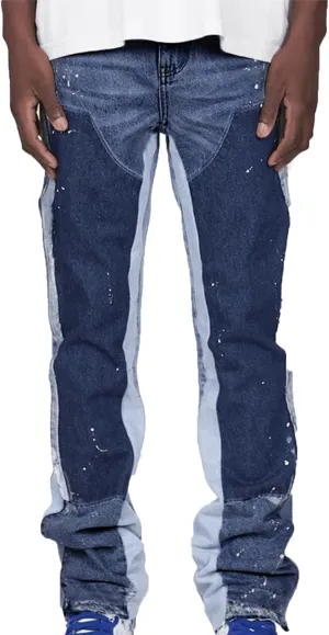 Hulpvktsgiq Jeans for Men Ripped Stretch Fit Skinny Stacked Rhinestone Jeans Slim Fit Denim Pants Fashion Trousers Streetwear