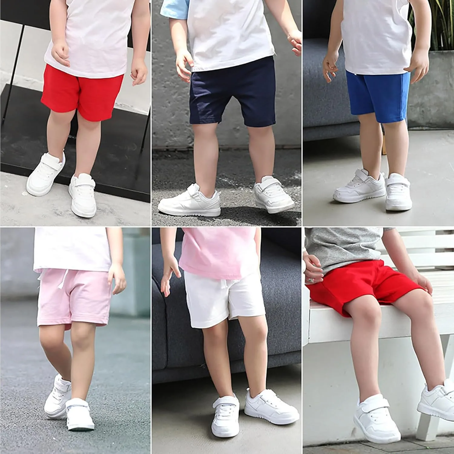 Kids Casual Cotton Shorts Preppy Shorts Boys Girls Relaxed Fit School Uniform Elastic Waist Solid Color Summer Clothes