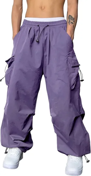 Mens Baggy Cargo Pants Trendy Casual Parachute Pants Loose Fit Harem Joggers for Streetwear Y2k Clothes with Pockets