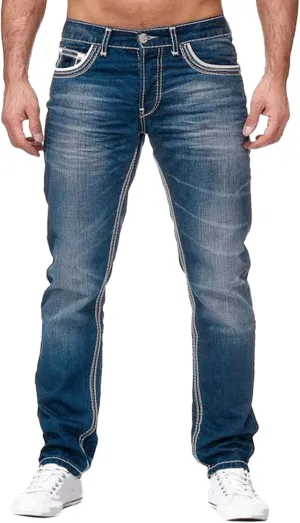 Mens Straight Leg Slim Fit Jeans Casual Bodybuilding Sports Durable Denim Pants for Men Lightweight Wear to Work Pencil Pants