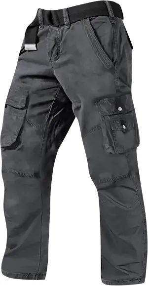 Men's Work Cargo Pants Utility Elastic Waist Pockets Waterproof Breathable Tactical Pants Stretch Jogging Sweatpants