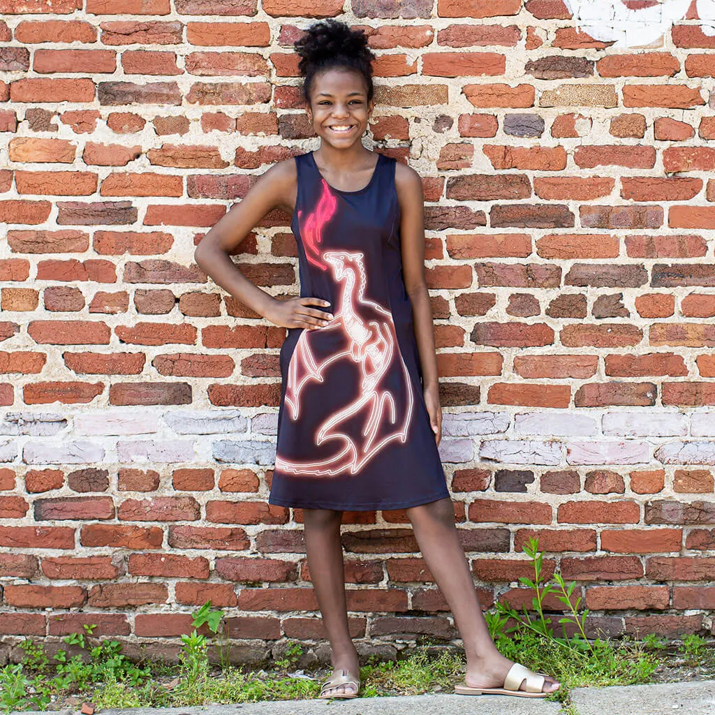 Neon Dragon Skater Dress with Pockets - Adult