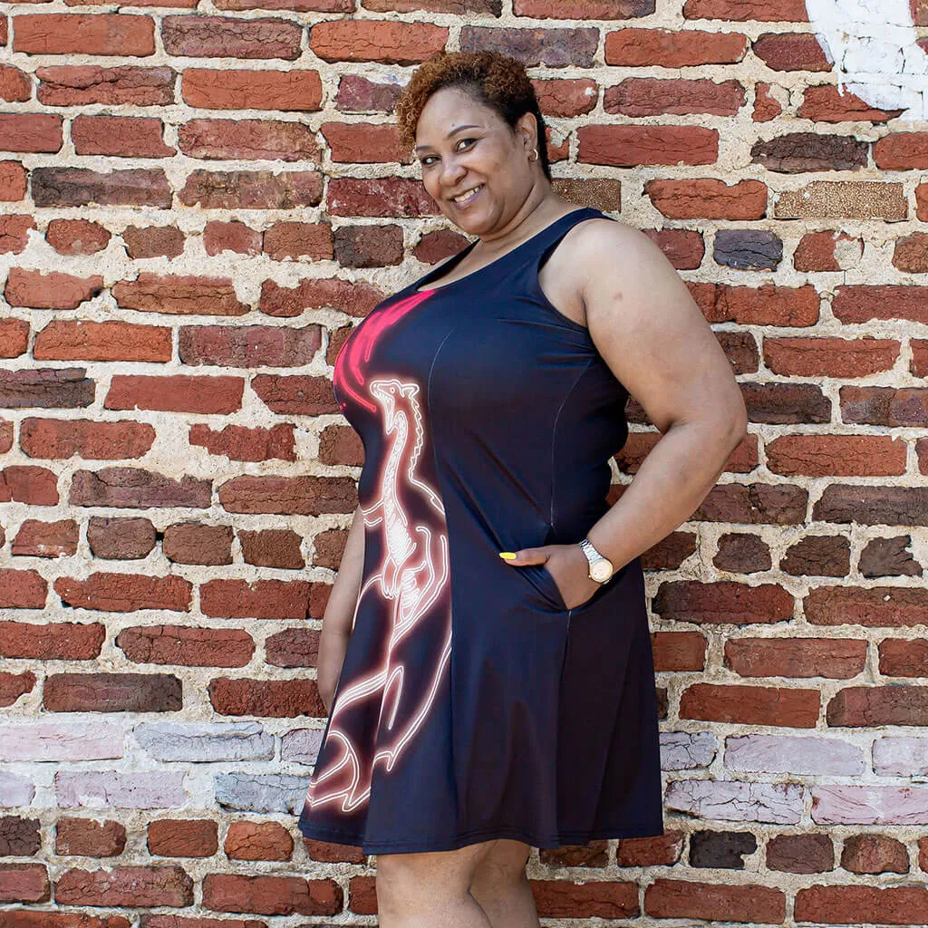 Neon Dragon Skater Dress with Pockets - Adult