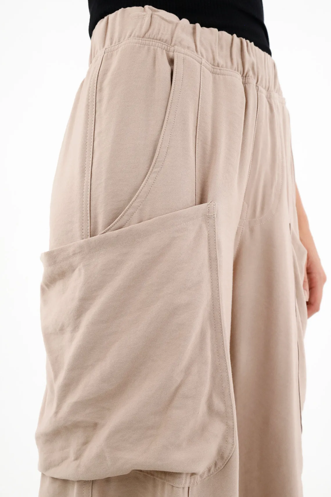 Pantalón con pretina elástica crudo para mujer