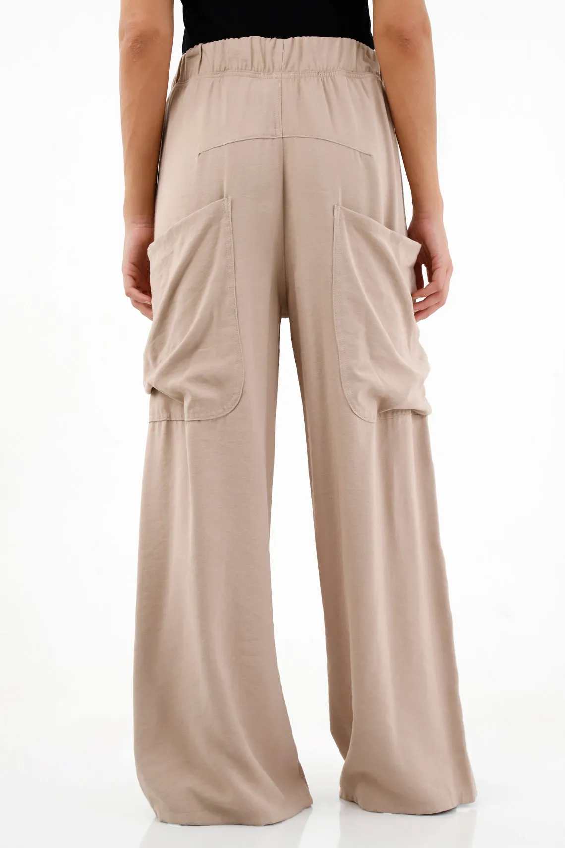 Pantalón con pretina elástica crudo para mujer