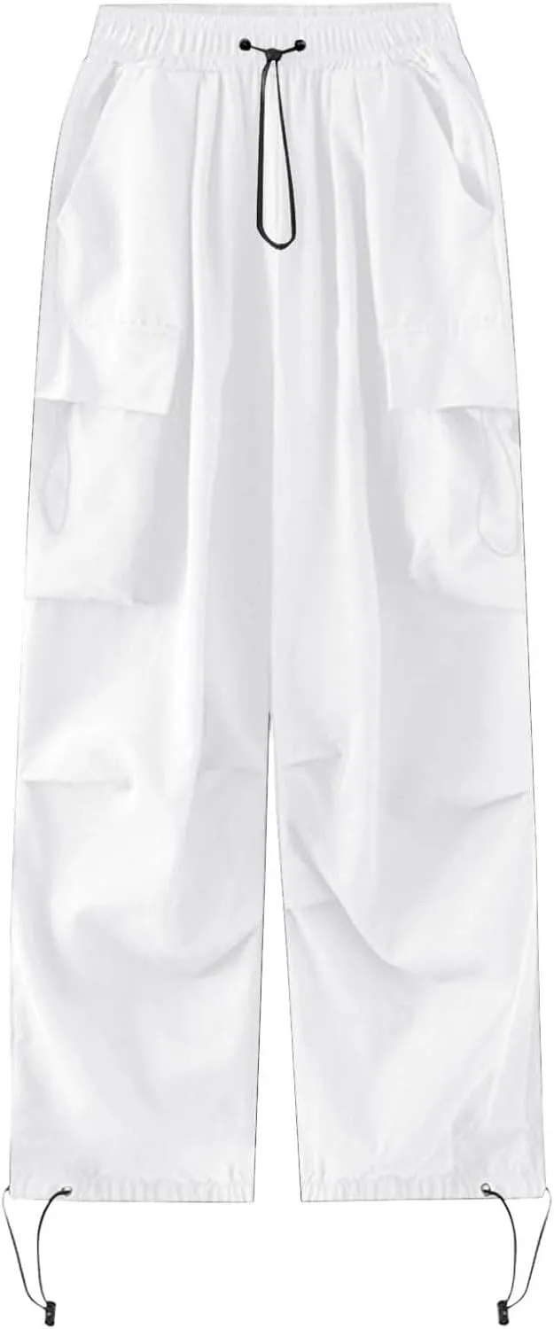 Plus Size Cargo Pants Women Lightweight High Waisted Parachute Pants Trendy Y2K Cargo Sweatpants Joggers