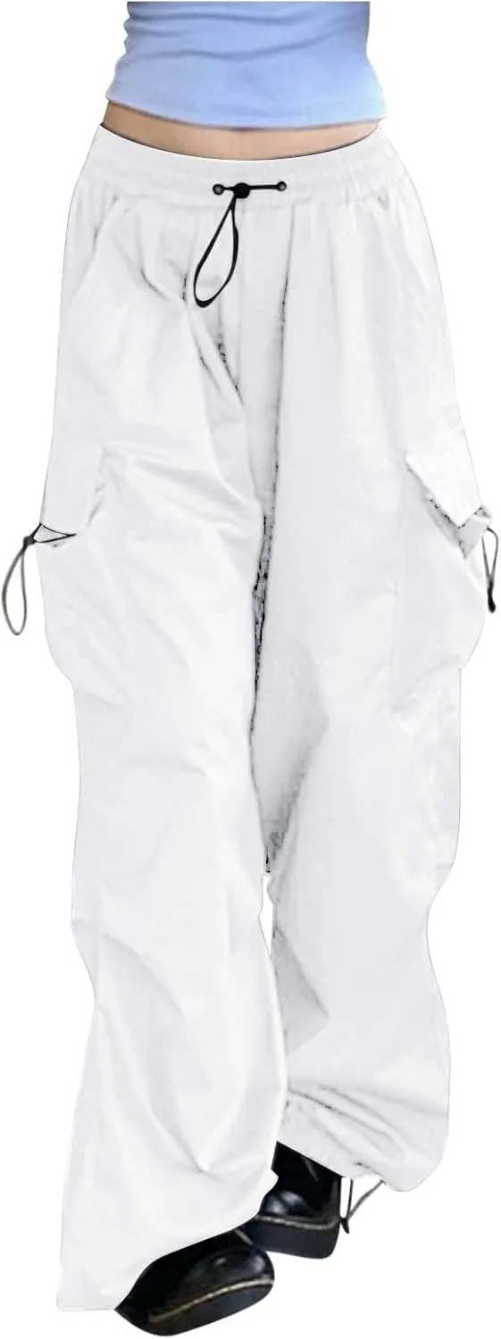 Plus Size Cargo Pants Women Lightweight High Waisted Parachute Pants Trendy Y2K Cargo Sweatpants Joggers