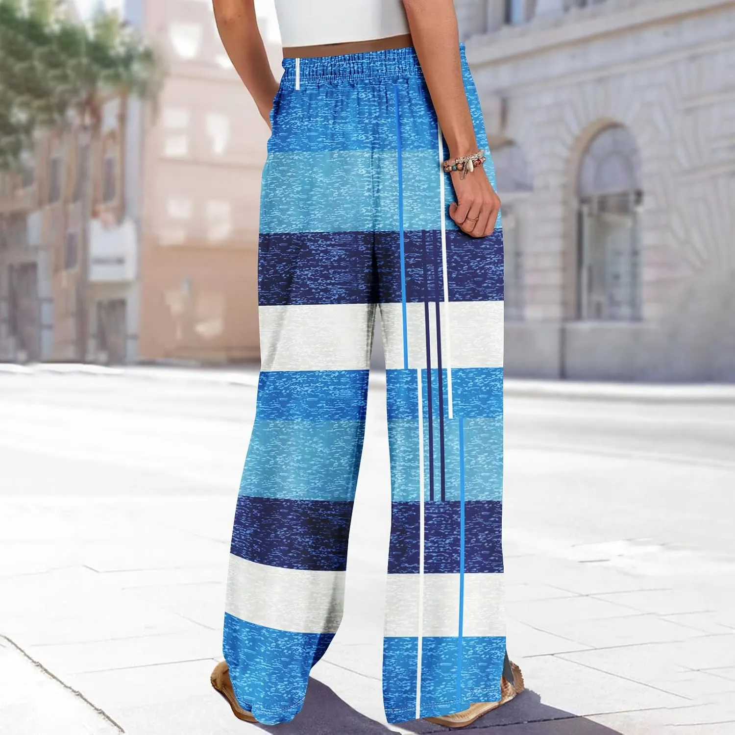 Wide Leg Loung Pants for Women Lightweight Bohemian Print Baggy Summer Pants Loose Fit Fashion Trousers