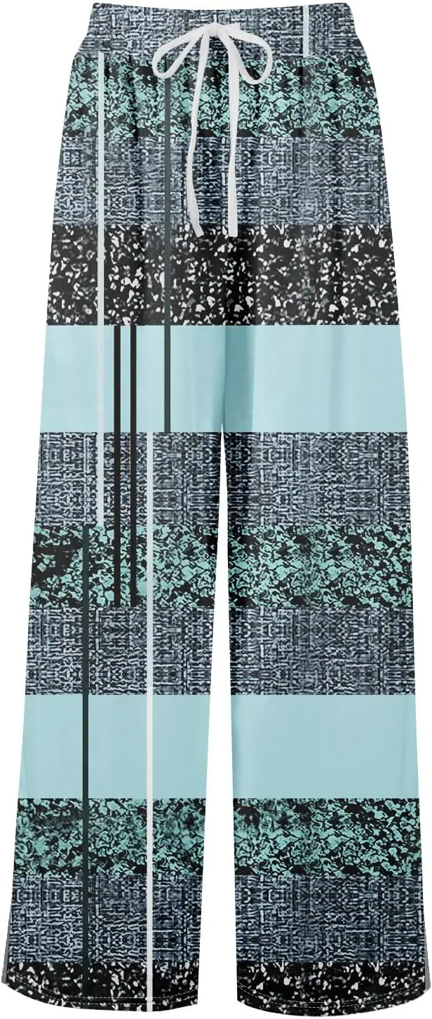 Wide Leg Loung Pants for Women Lightweight Bohemian Print Baggy Summer Pants Loose Fit Fashion Trousers