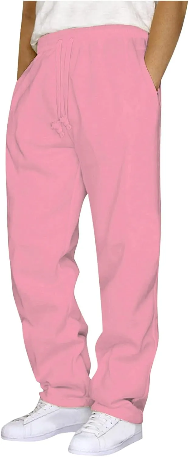 Wide Leg Sweatpants for Men Casual Loose Joggers Cargo Pants Athletic Sports Trouser Outdoor Hiking Long Pants