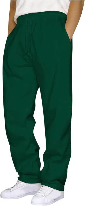 Wide Leg Sweatpants for Men Casual Loose Joggers Cargo Pants Athletic Sports Trouser Outdoor Hiking Long Pants